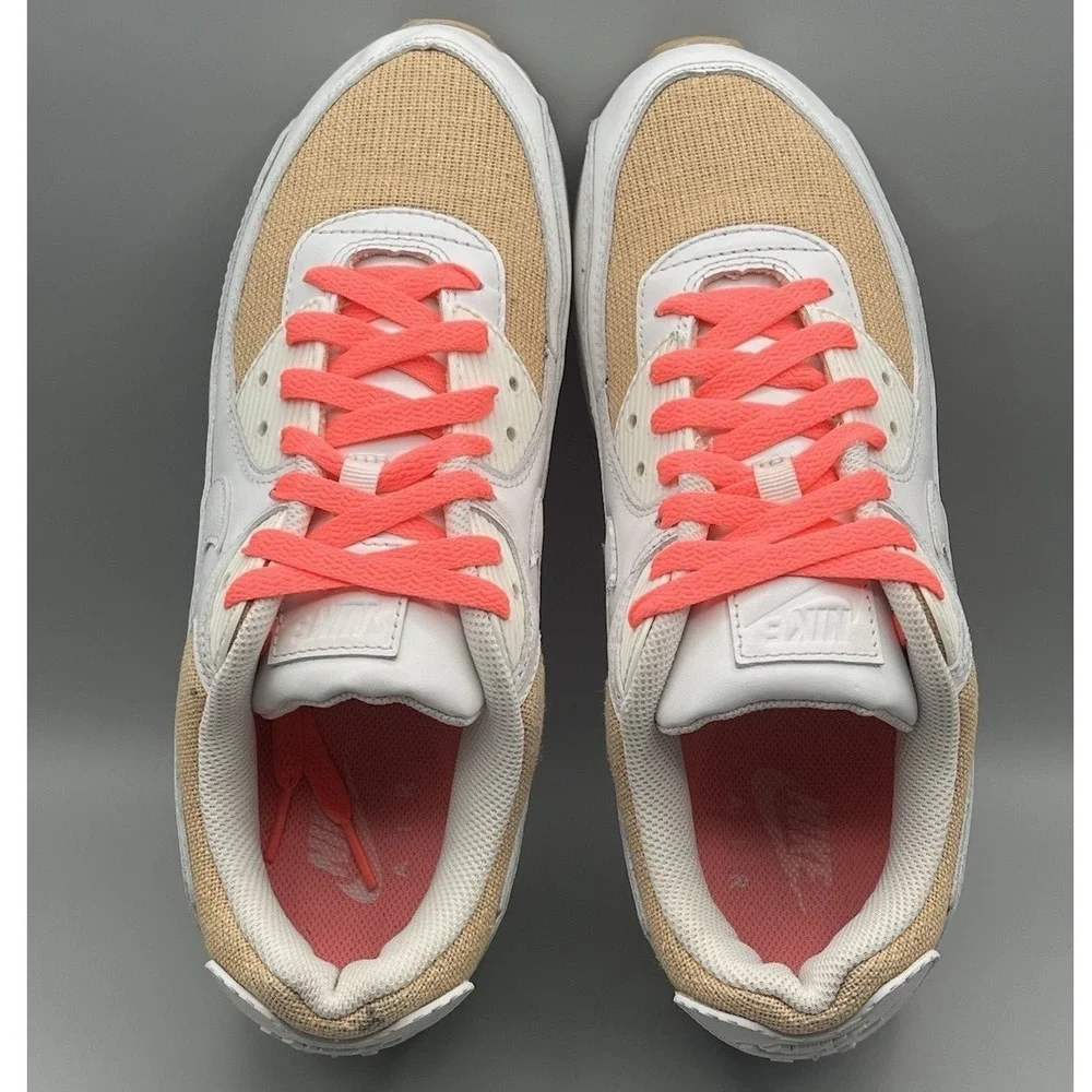 2020 Nike Air Max 90 White and Brown Burlap Retro‎ Shoes - Men's Size 9 USED